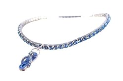 Anklet - A31 - Swarovski (tm) Crystal - Stretch ~ Lt Sapphire (Light Blue) with Flip Flop Slipper Charm