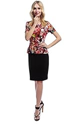 Short Sleeves General Print Round Neck Jersey/Spandex/Viscose Peplum  Dress