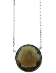 O&G Australia Natural Smokey Quartz, Rhodium Plated 925 Sterling Silver Pendant