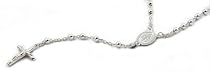 Catholic Sterling Silver Rosary Beads 24" Necklace with Crucifix