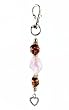 Key Chain / Purse Clip - K7 - Murano Style Glass ~ Pink Twist and Brown/Copper Lampwork Beads with Heart Charm