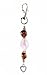 Apparel : Key Chain / Purse Clip - K7 - Murano Style Glass ~ Pink Twist and Brown/Copper Lampwork Beads with Heart Charm