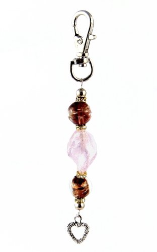 Buy Key Chain / Purse Clip - K7 - Murano Style Glass ~ Pink Twist and Brown/Copper Lampwork Beads with Heart Charm online at Discounted New and Used prices. Delivered to your door with Off-The-Bookshelf.