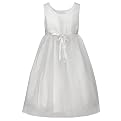Girls' Perfectly Dressed® Tulle/Shantung Dress - White
