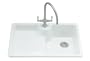 KOHLER K-6495-1U-0 Carrizo Undercounter Kitchen Sink with Single Hole Faucet Drilling, White