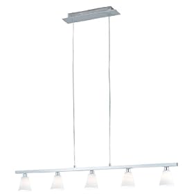 Eglo 88546A Dress, Brushed Aluminum and Chrome White wiped, 5-Light Pendant Light Fixture by Eglo