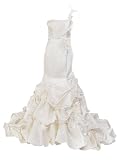 31gVbfYHOmL. SL160  Artsywedding One Shoulder Pick Up Taffeta Mermaid Wedding Dress Ivory