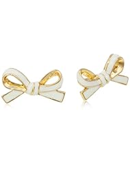 kate spade new york "Skinny Minni" Cream Bow Stud Earrings