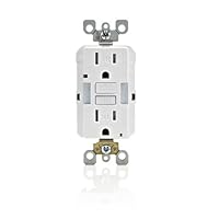 Leviton X7592-W 15 Amp, Slim Guide Light GFCI, SmartLockPro, Monochromatic, Back and Side Wired, Self-Grounding Clip, Tamper Resistant, White