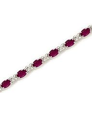 10K White Gold Oval Ruby Bracelet