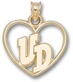 Dayton Flyers Solid 10K Gold ''UD'' Heart Pendant