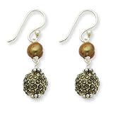 Sterling Silver Golden Cultured Pearl & Marcasite Earrings - QE2402