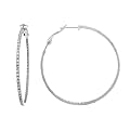 Sterling Silver 50Mm Pave Cubic Zirconia Hoop Earring - White