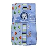 Gerber 4 Count Flannel Burp/Diaper Print, Blue