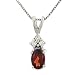 Round Diamond and Oval Garnet Pendant on Chain .05cttw