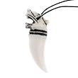 Resin Imitation Bone Pendant Chinese Lion - Adjustable Cord - 70mm x 22mm