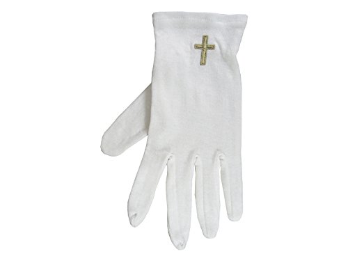 Large White Gloves with Gold Cross