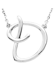 Clevereves Silver Fashion Script Initial Necklace Sterling Silver D 16"
