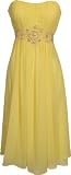 Strapless Chiffon Goddess Gown Prom Dress Formal Knee-Length Junior Plus Size, Small, yellow