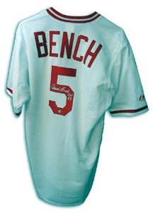 Johnny Bench Signed Cincinnati Reds White 1976 Jersey - HOF 89