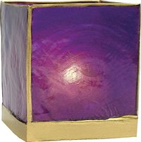 Plum Purple Capiz Cube (gold edged)
