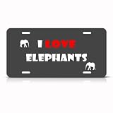 I Love Elephants Elephant Novelty Animal Metal License Plate Wall Sign Tag