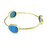 Gold And Gemstones Stackable Rio Bangle Bracelet With Bezel Set Semiprecious Stones Turquoise Sleeping Beauty