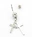 316L Surgical Steel 14 Guage Stainless Steel Double Cross Dangle Body Piercing Belly Barbell Navel Ring Bar Button + Belly Retainer