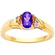 14K Gold 0.02 cttw Amethyst & Clear Diamond Birthstone Right Hand Ring