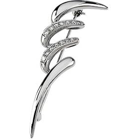 14K White Gold Diamond Fashion Brooch by DivaDiamonds