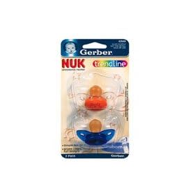 Gerber Nuk Orthodontic Pacifier Simple Button for Newborn, Size 2 - 2 Pack