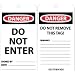 NMC RPT161G "DANGER - DO NOT ENTER DO NOT REMOVE THIS TAG!" Accident Prevention Tag with Brass Grommet, Unrippable Vinyl, 3" Length, 6" Height, Black/Red on White (Pack of 25)