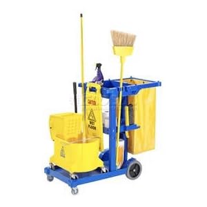 Janitor Cart Blue With 25 Gallon Vinyl Bag