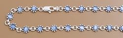 Sterling Silver Stone Anklet - Blue - 10'' in Length