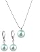 Necklace - Earrings Set - N502 - Glass Pearl Drop (10 mm) hung on 1 mm Ball Chain ~ Aqua Blue