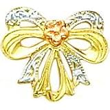14K Tri Color Gold Bow Flower Stud Earrings Jewelry