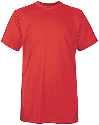 Clothes Warehouse Youth's Microfiber Performance Polyester Workout Crewneck Gym T-Shirt, Crimson, Large