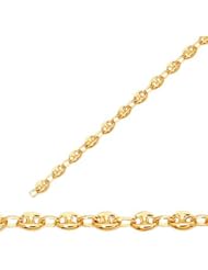 7" 14K Yellow Gold 4.7mm (3/16") Polished Diamond Cut Puffed Marina Chain w/ Lobster Clasp