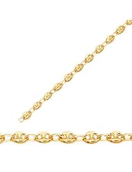 10" 14K Yellow Gold 4.7mm (3/16") Polished Diamond Cut Puffed Marina Chain w/ Lobster Clasp