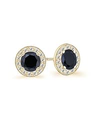 3.5 ct Enhanced Solitaire Black Diamond Stud Earrings in Yellow Gold Quality Better