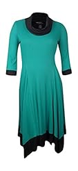 Cowl Neck Knee Length Colorblocking Belted Sweater Polyester/Rayon/Spandex  Dress