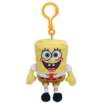 TY Beanie Baby - SPONGEBOB SQUAREPANTS ( Plastic Key Clip )