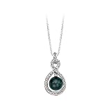 14K White Gold 1/5 ct. Diamond and Black Tahitian Pearl Pendant with Chain