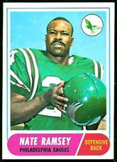 1968 Topps Regular (Football) Card# 136 Nate Ramsey of the Philadelphia Eagles VG Condition