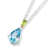 Sterling Silver & 14k Gold Sky Blue Topaz and Peridot Necklace