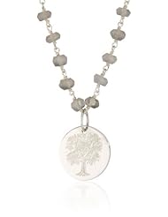 Emily and Ashley Grey Moonstone Chain Necklace with Tree of Life Charm