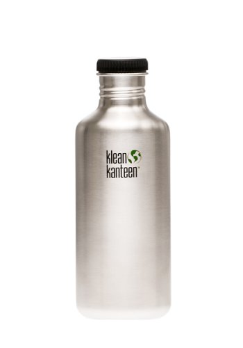 Klean Kanteen Stainless Steel Water Bottle with Poly Flat Cap (40-Ounce)