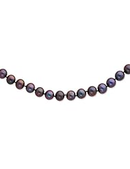 Sterling Silver 9-10mm Black Freshwater Cultured Pearl Necklace