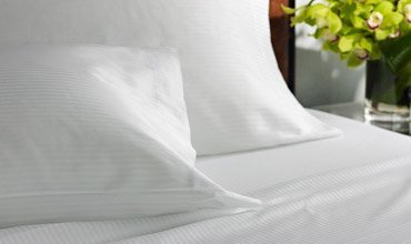WestinWhite Stripe Flat Sheet - Luxurious 300 Thread Count Cotton Top Sheet with Signature Shadow Stripe - White - King (108" x 103")