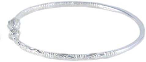 090 Cocoa Pod Bangle Handmade Solid West Indian Bayra, Medium .925 Sterling Silver